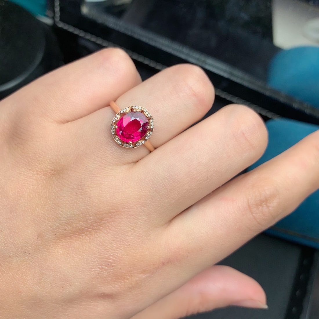 14k Gold 2.3 Ct Natural Tourmaline & Diamond Ring - 9