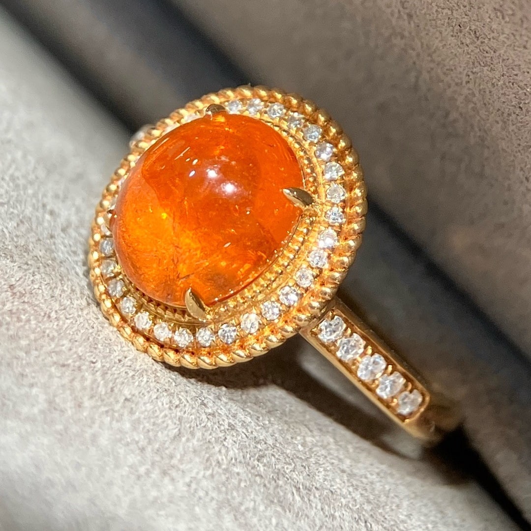 14k Gold 3.22 Ctw Natural Spessartine & Diamond Ring - 4