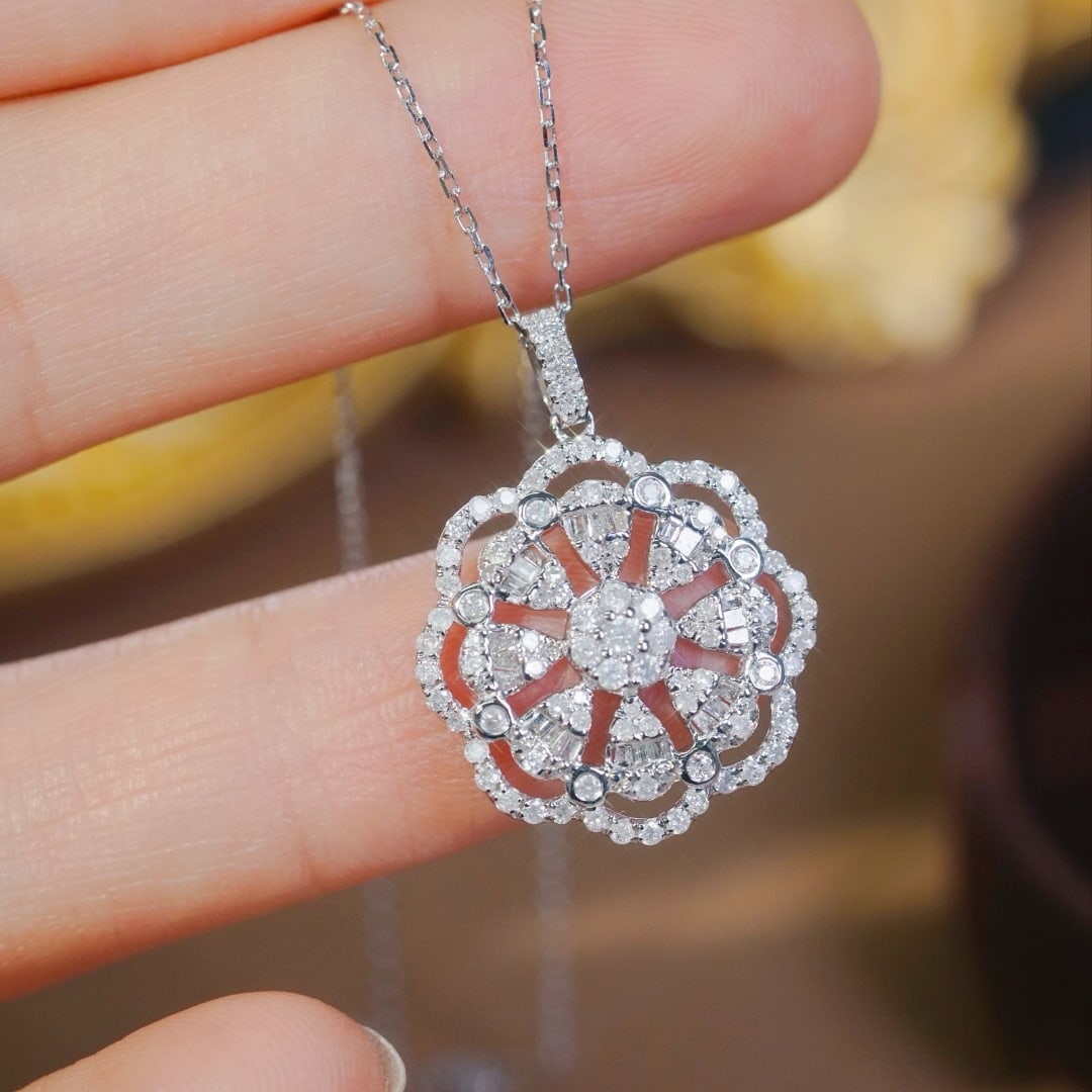 14k Gold 0.85 Ct Natural H Diamond Necklace - 5