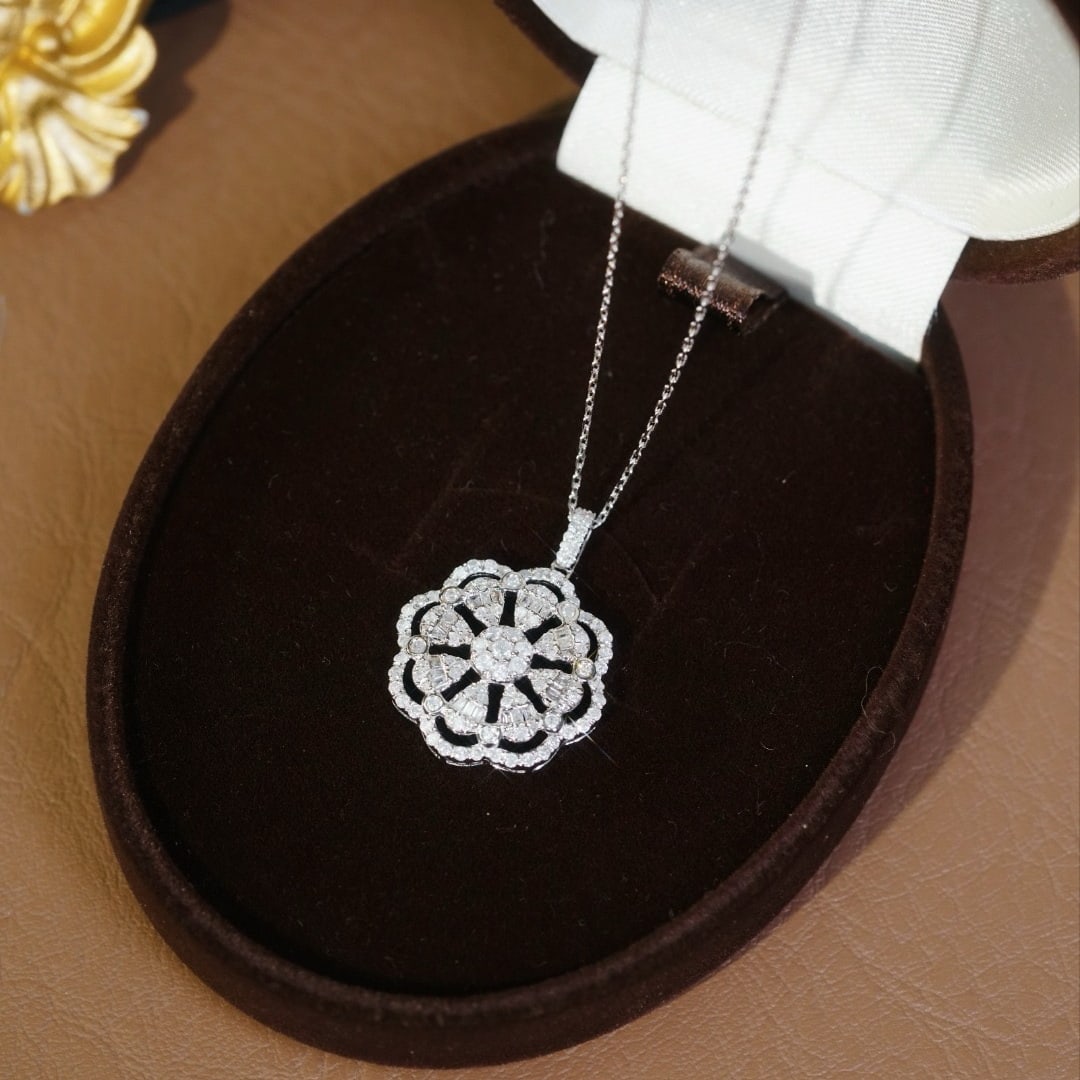 14k Gold 0.85 Ct Natural H Diamond Necklace - 6