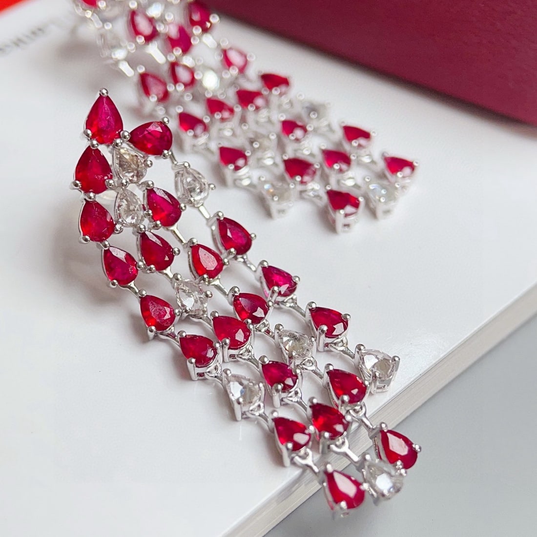 14k Gold 7.79 Ctw Natural Ruby & Sapphire Earrings - 7