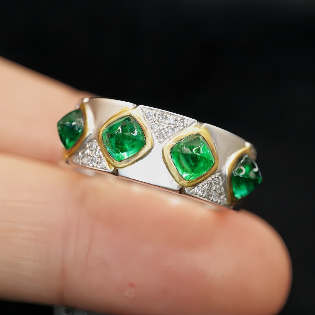 14k Gold 1.52 Ctw Natural Emerald & Diamond Ring - 3