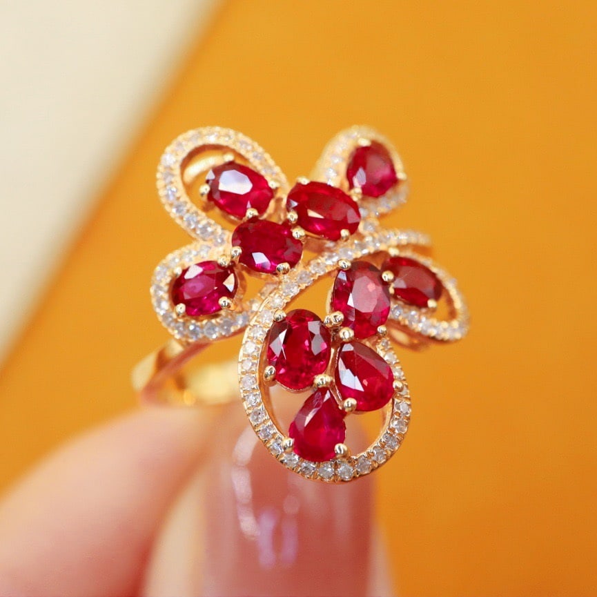 14k Gold 2.35 Ctw Vivid Red Natural Ruby & Diamond Ring - 3