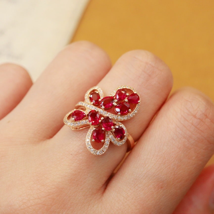 14k Gold 2.35 Ctw Vivid Red Natural Ruby & Diamond Ring - 5