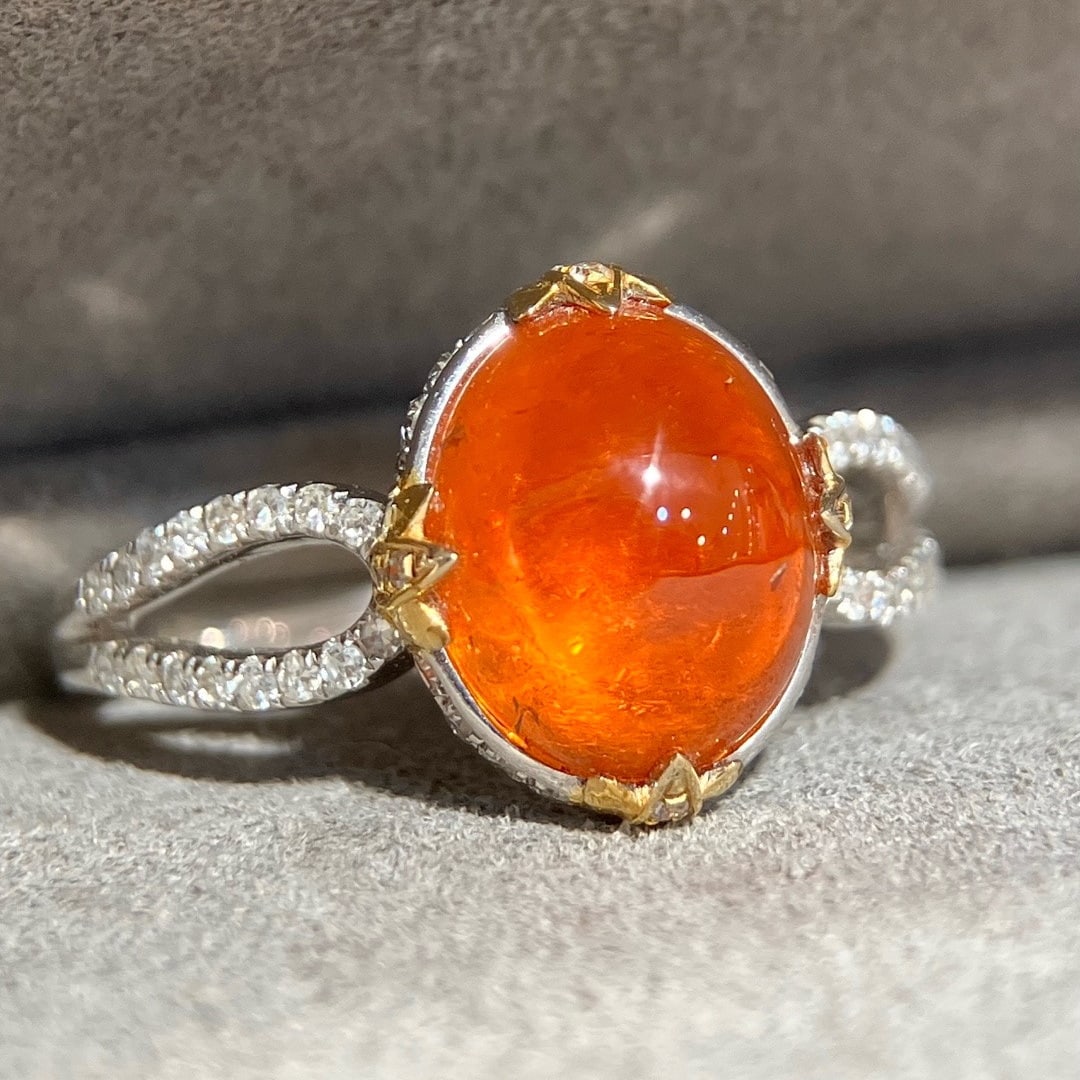 14k Gold 4.66 Ctw Natural Spessartine & Diamond Ring - 2