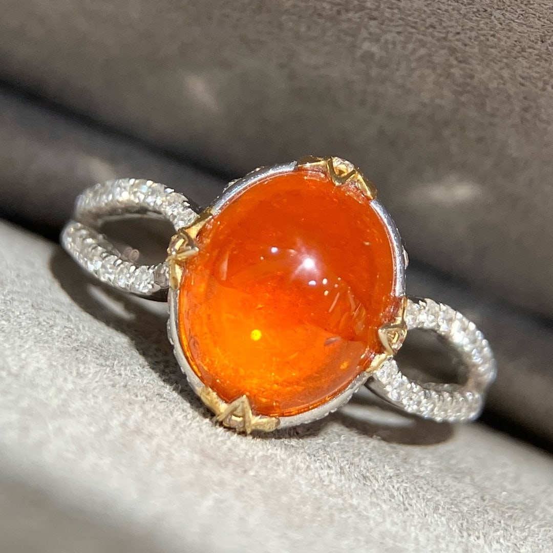 14k Gold 4.66 Ctw Natural Spessartine & Diamond Ring - 3