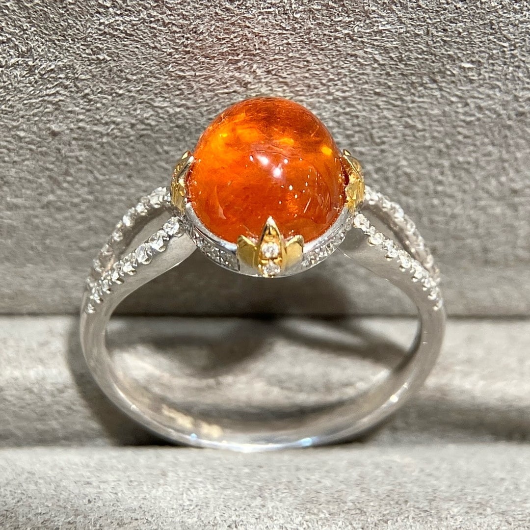 14k Gold 4.66 Ctw Natural Spessartine & Diamond Ring - 5