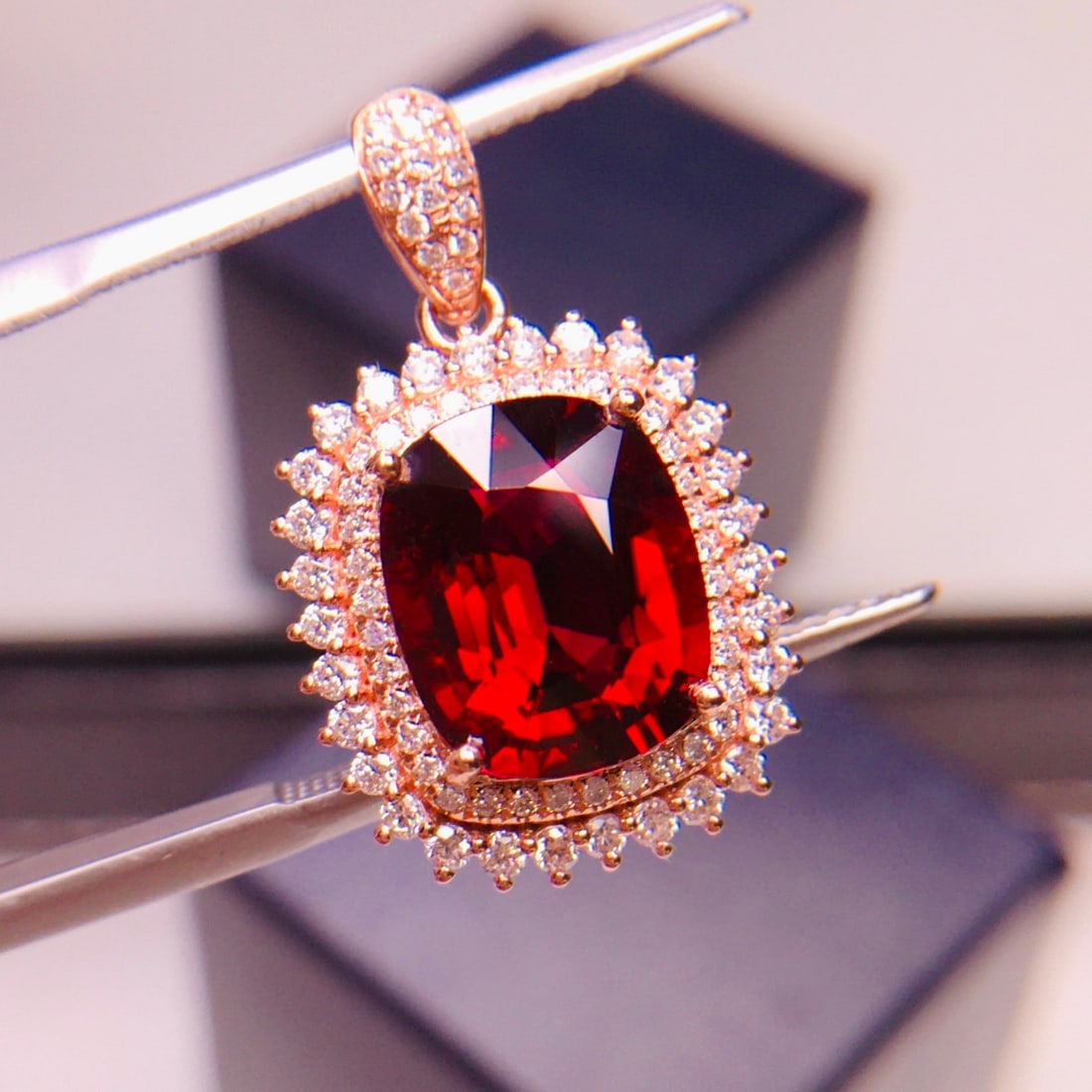 14k Gold 3.66 Ct Natural Tourmaline & Diamond Pendant( Without Chain ) - 2