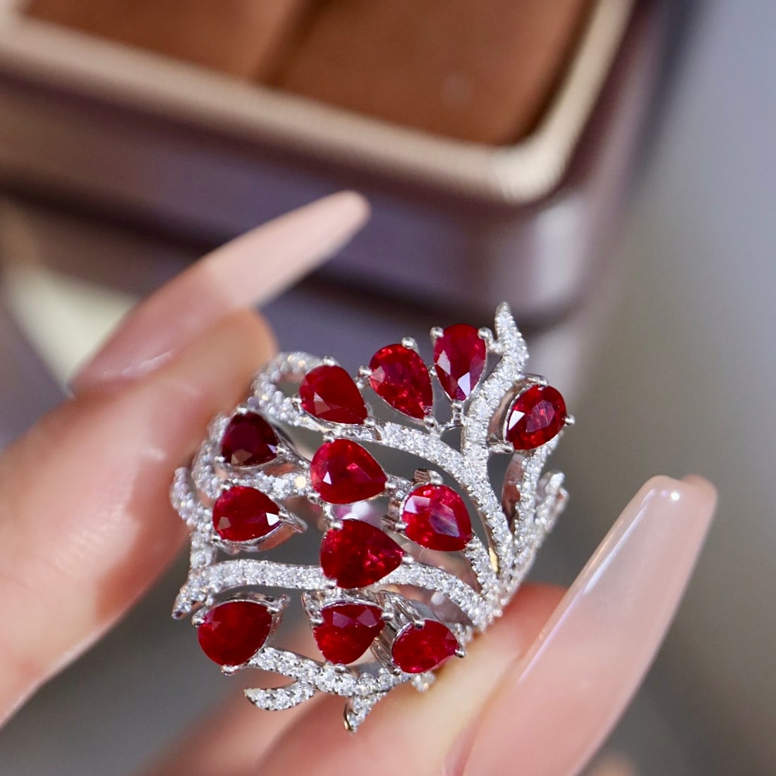 14k Gold 4.35 Ctw Vivid Red Natural Ruby & Diamond Ring - 5