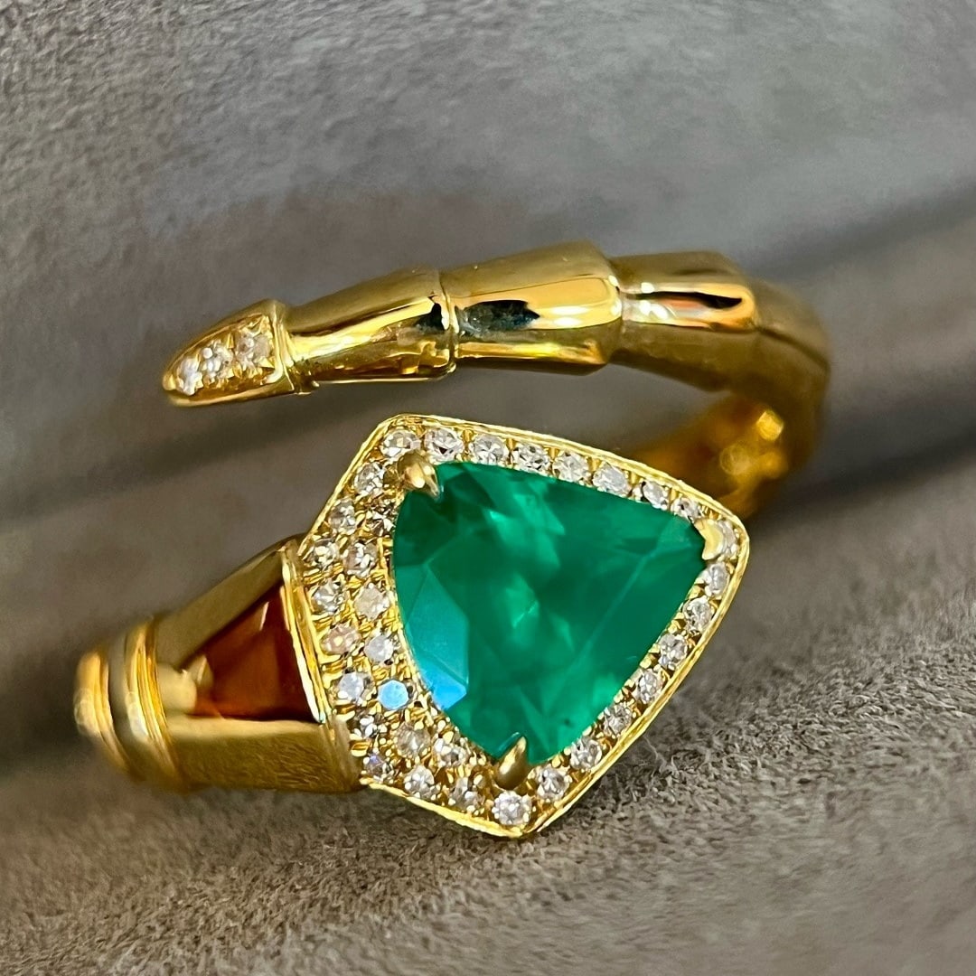 14k Gold 1.44 Ctw Natural Emerald & Diamond Ring - 2