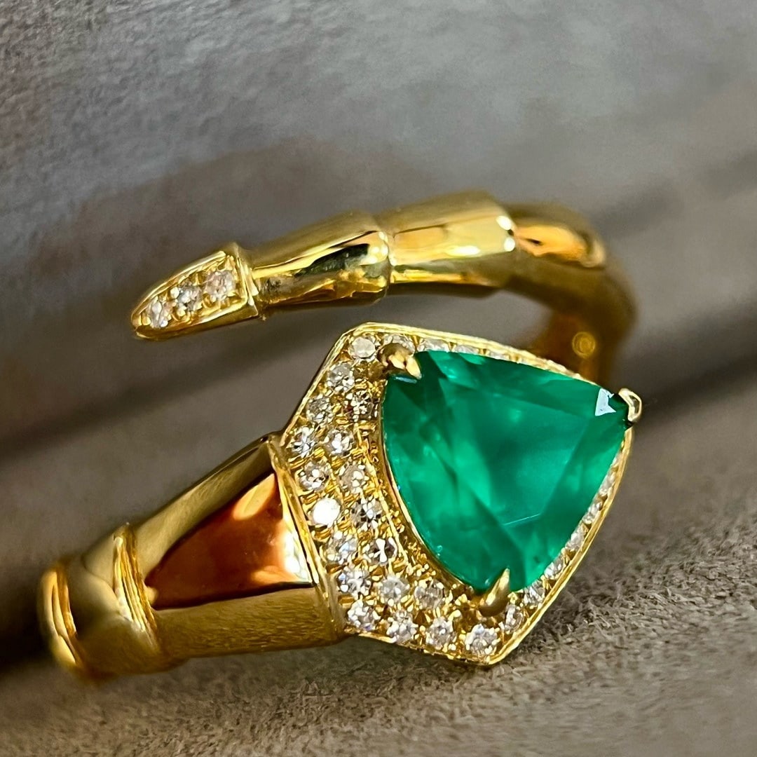 14k Gold 1.44 Ctw Natural Emerald & Diamond Ring - 3