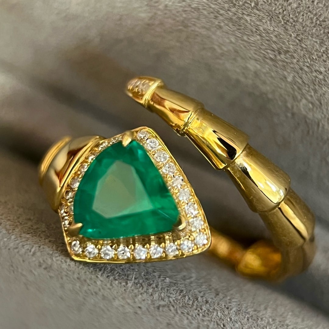 14k Gold 1.44 Ctw Natural Emerald & Diamond Ring - 4