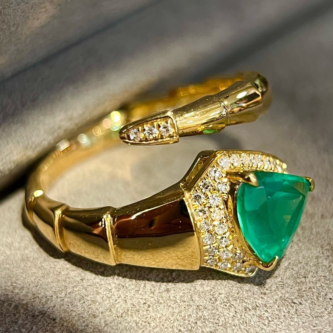 14k Gold 1.44 Ctw Natural Emerald & Diamond Ring - 7