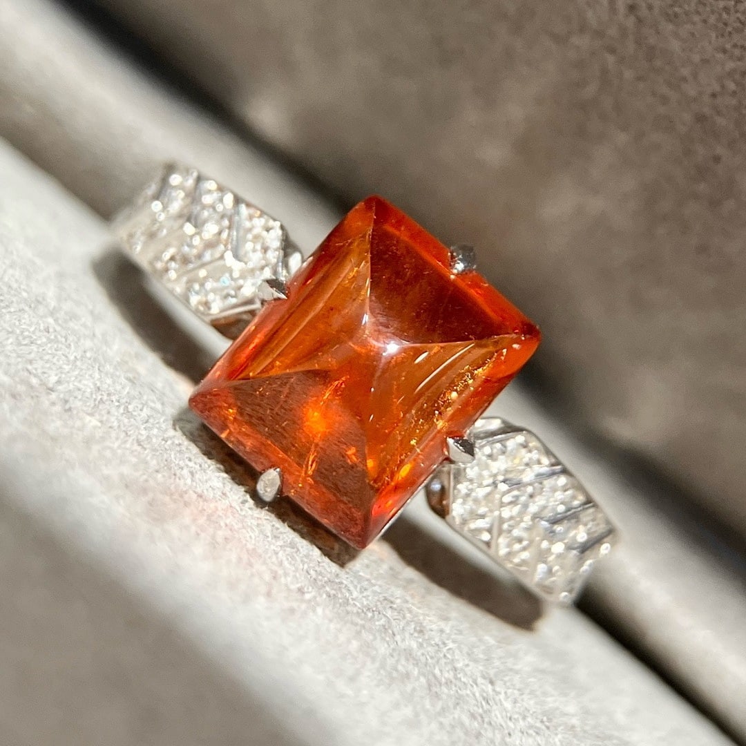 14k Gold 3.68 Ctw Natural Spessartine & Diamond Ring - 2