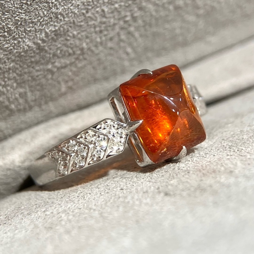 14k Gold 3.68 Ctw Natural Spessartine & Diamond Ring - 3