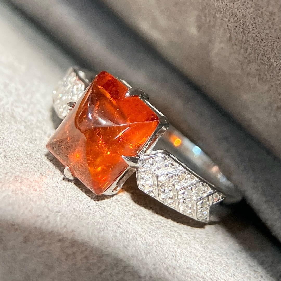 14k Gold 3.68 Ctw Natural Spessartine & Diamond Ring - 5