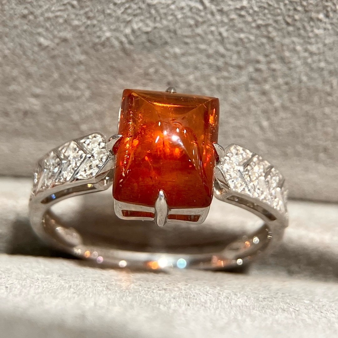 14k Gold 3.68 Ctw Natural Spessartine & Diamond Ring - 6