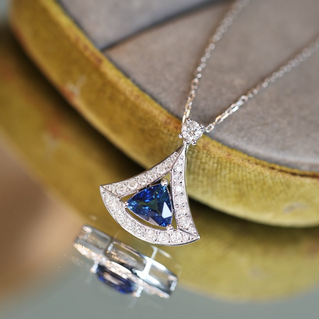 14k Gold 1.59 Ctw Natural Sapphire & Diamond Pendant( Without Chain ) - 3