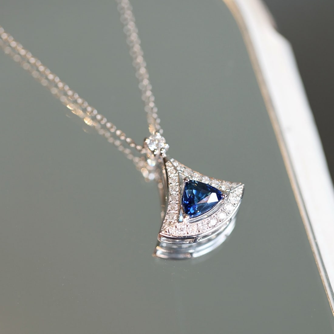 14k Gold 1.59 Ctw Natural Sapphire & Diamond Pendant( Without Chain ) - 4