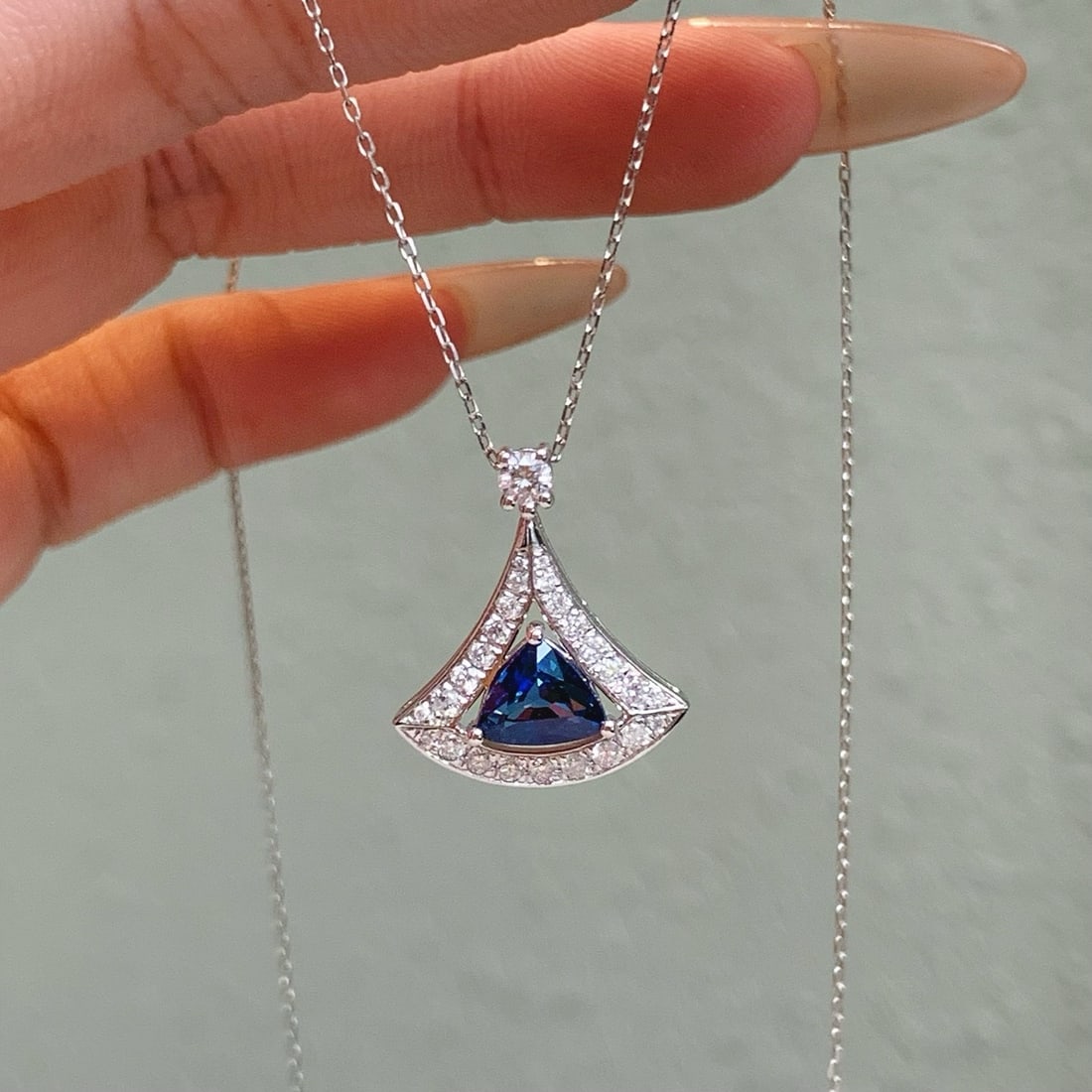 14k Gold 1.59 Ctw Natural Sapphire & Diamond Pendant( Without Chain ) - 6