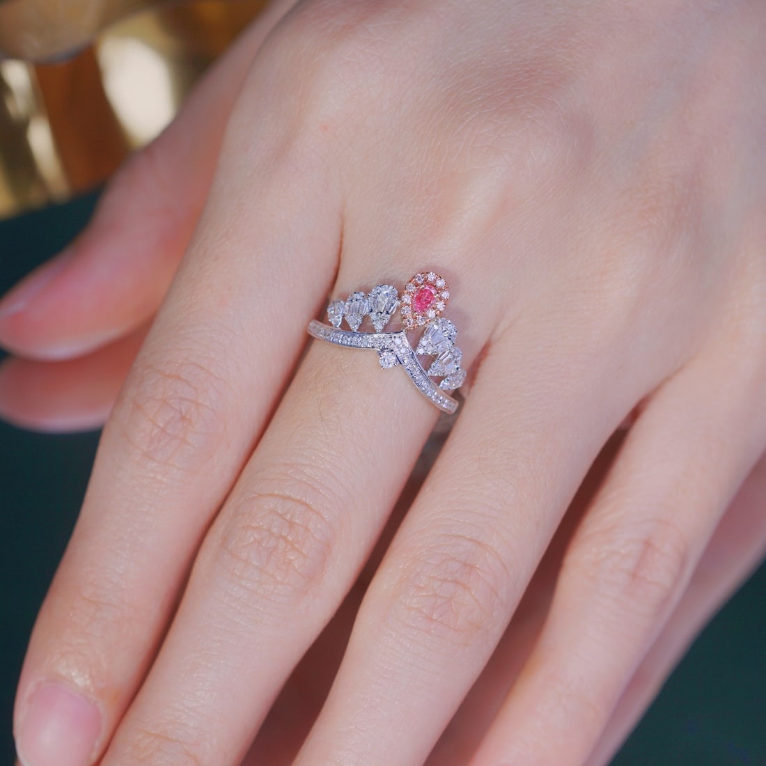 14k Gold 0.55 Ct Natural Color Diamond Ring - 5