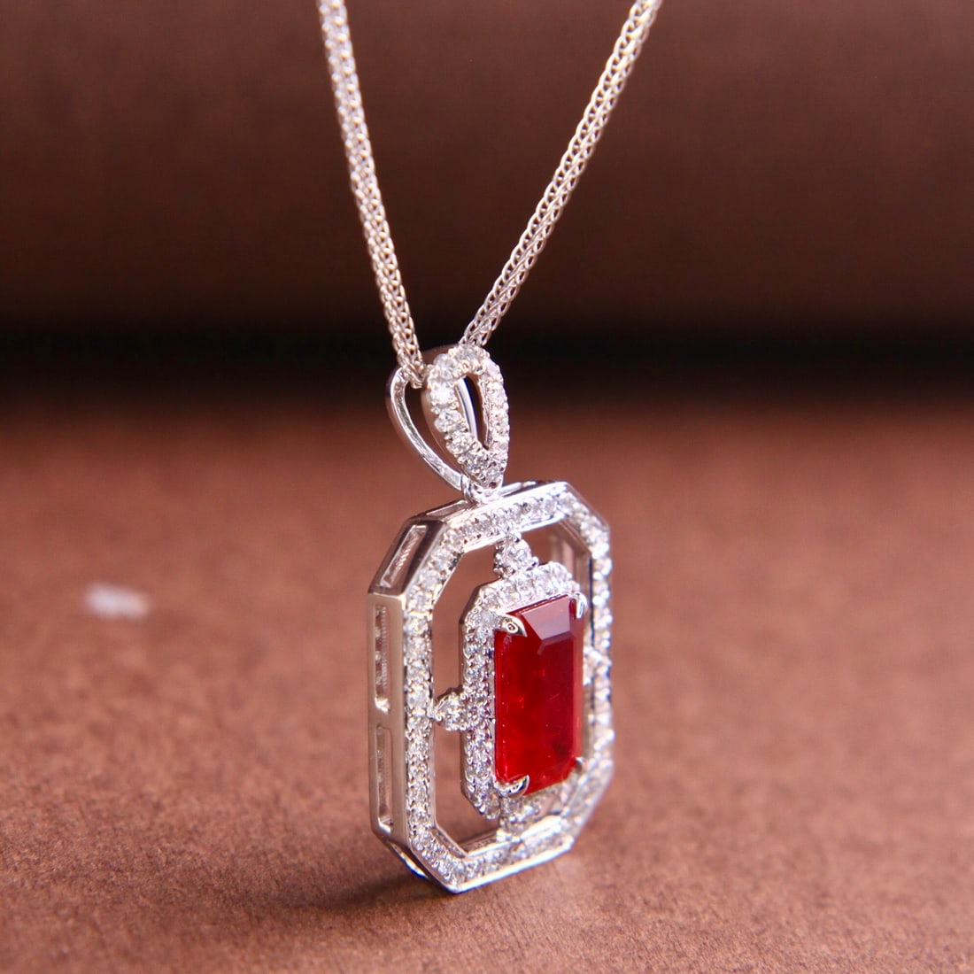 14k Gold 1.38 Ctw Vivid Red Natural Ruby & Diamond Necklace - 4