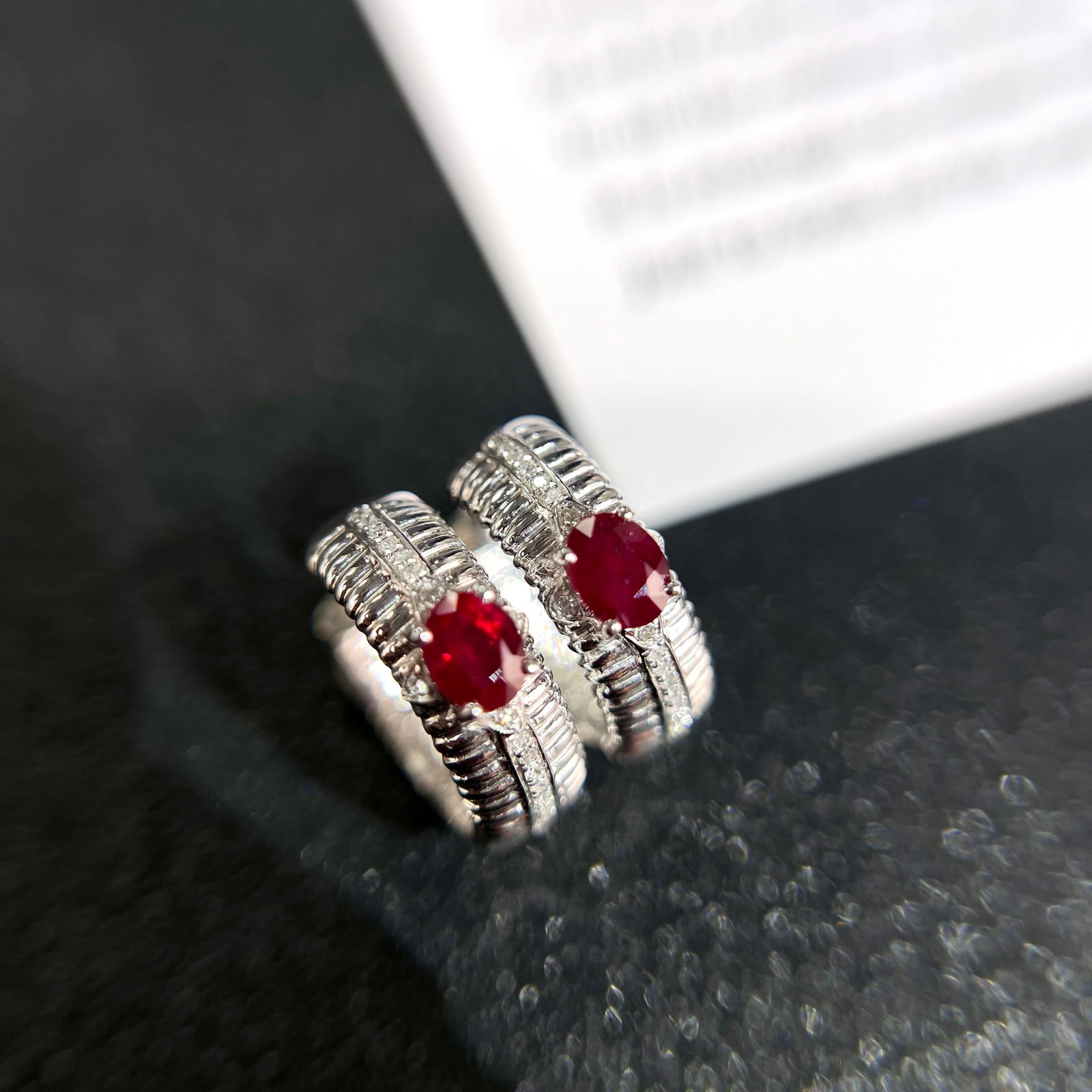 14k Gold 1.00 Ct Vivid Red Natural Ruby & Diamond Earrings: Ref:231126360 // gold content:14k gold // main gemstone:ruby // shape:oval // carat weight:1. 00ct // color:vivid red // treatment:natural // // adjacent gemstone 2 : diamond // number of stones:38