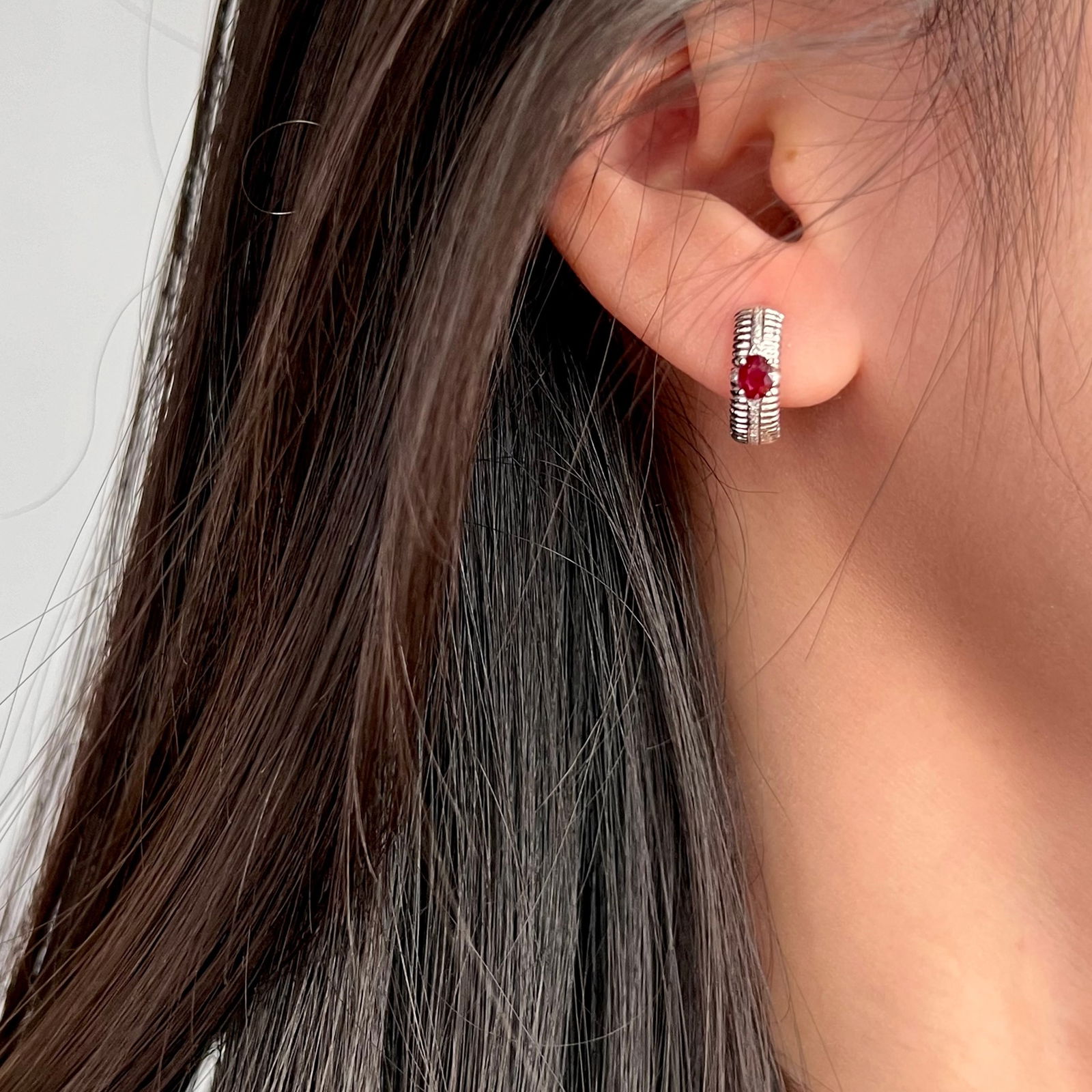 14k Gold 1.00 Ct Vivid Red Natural Ruby & Diamond Earrings - 3