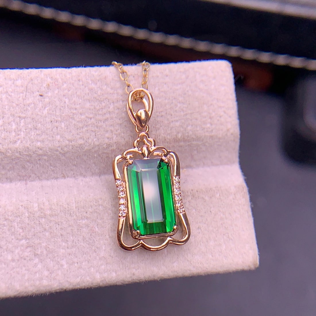 14k Gold 3.08 Ct Natural Tourmaline & Diamond Pendant( Without Chain ) - 5