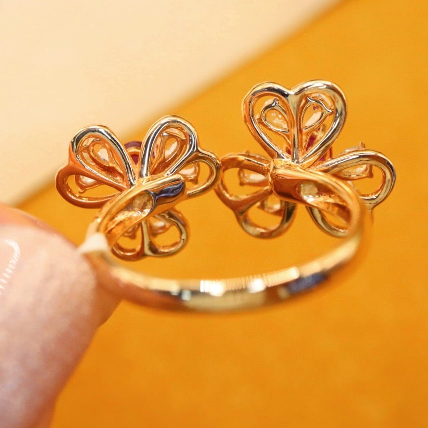 14k Gold 2.15 Ctw Natural Ruby & Sapphire Ring - 5