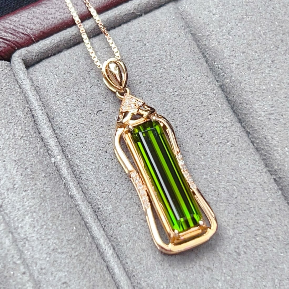 14k Gold 2.55 Ct Natural Tourmaline & Diamond Pendant( Without Chain ) - 5