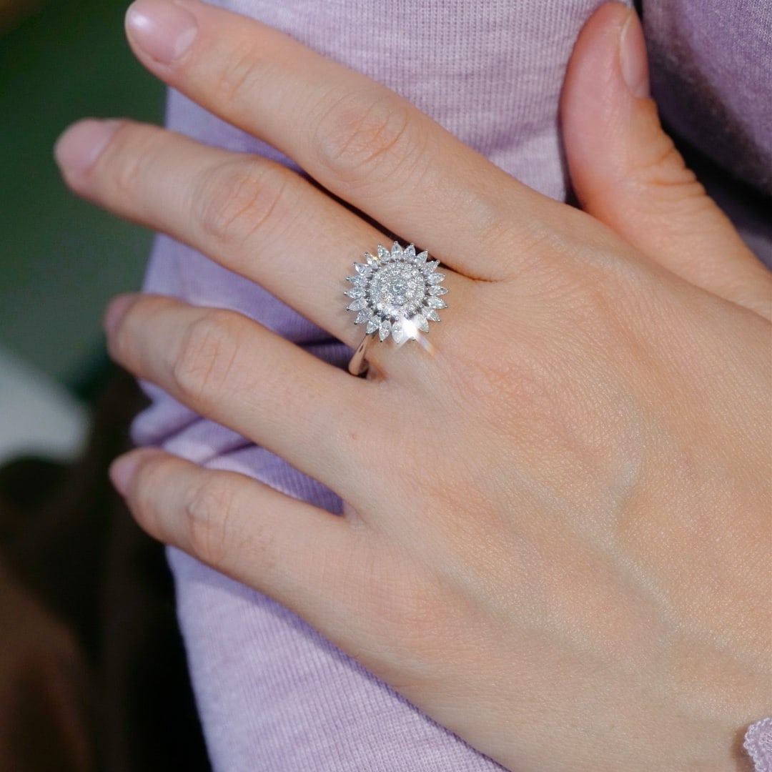 14k Gold 1.00 Ct Natural H Diamond Ring - 5