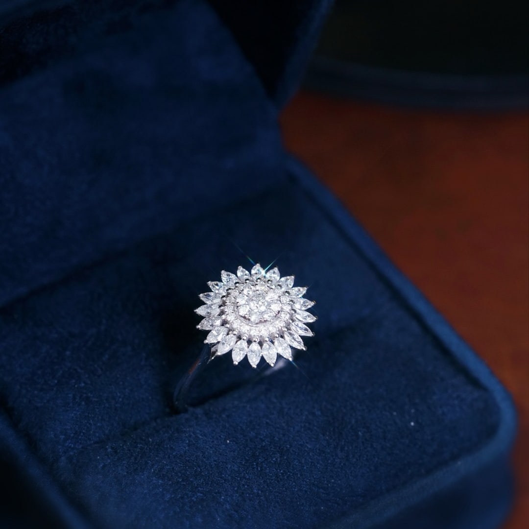 14k Gold 1.00 Ct Natural H Diamond Ring - 9