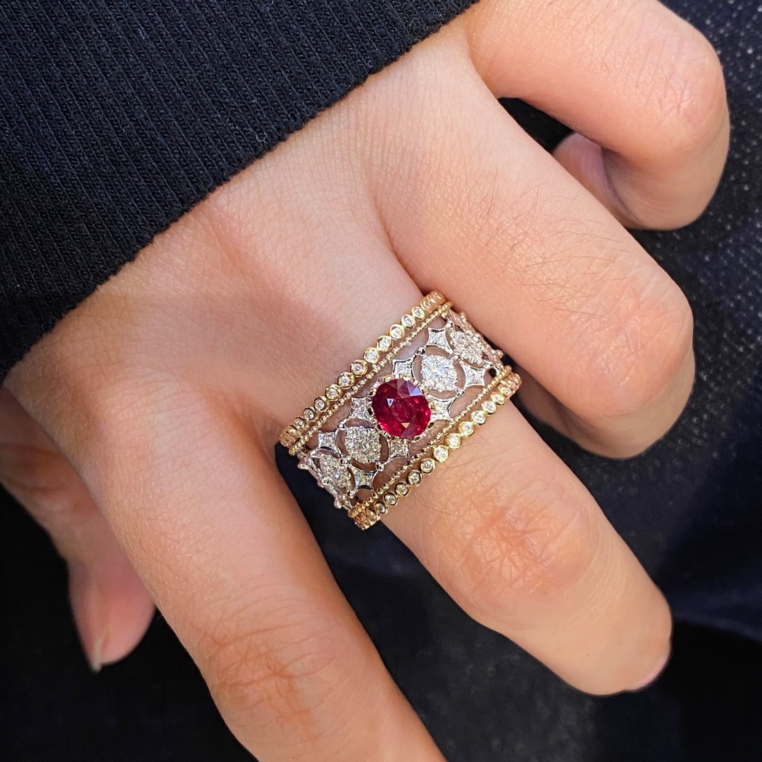 14k Gold 1.33 Ctw Natural Ruby & Diamond Ring - 3