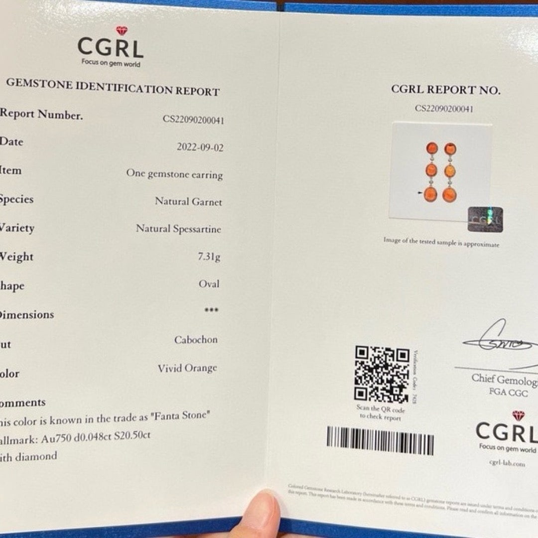 14k Gold 20.50 Ct Natural Spessartine & Diamond Earrings - 8