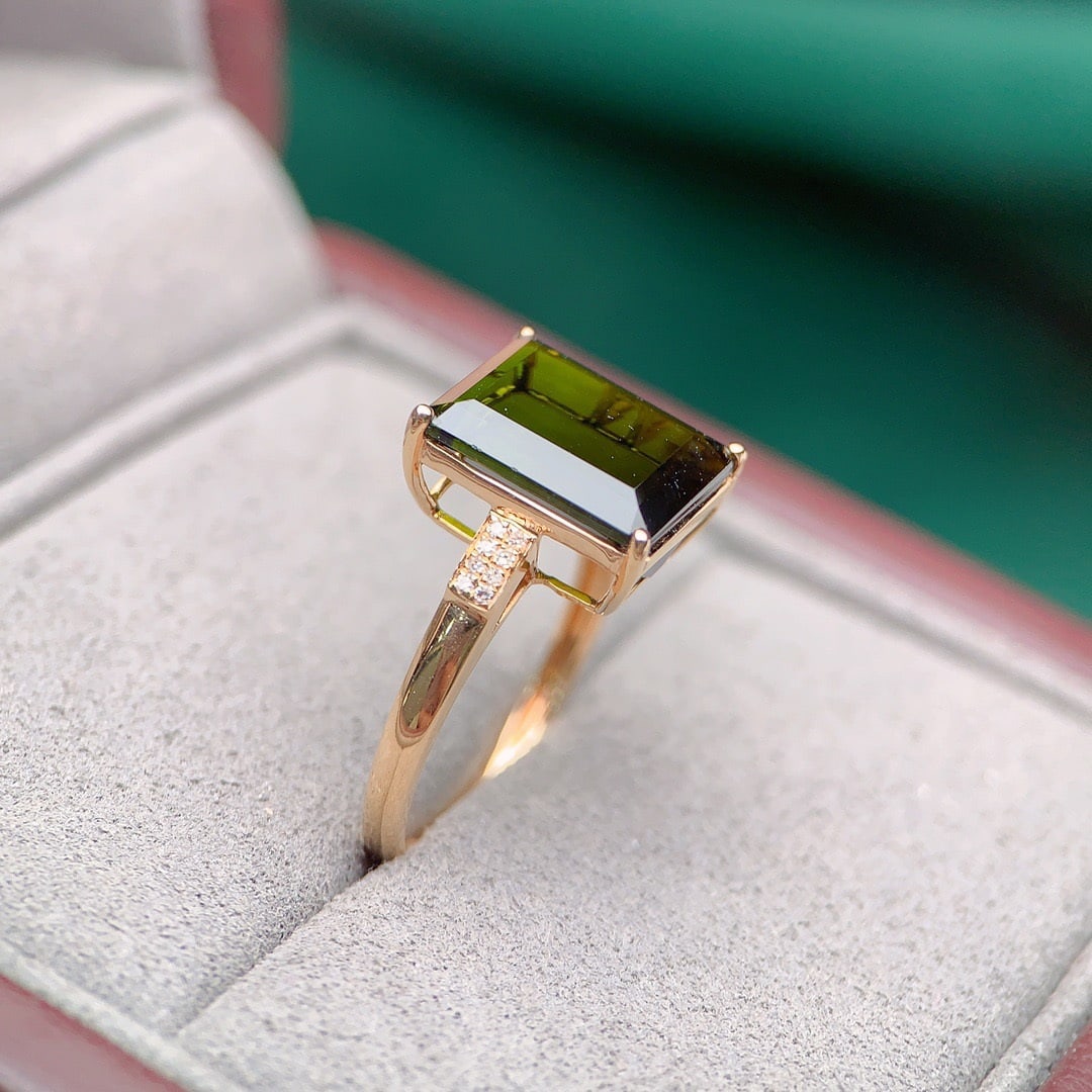 14k Gold 5.75 Ctw Natural Tourmaline & Diamond Ring - 4