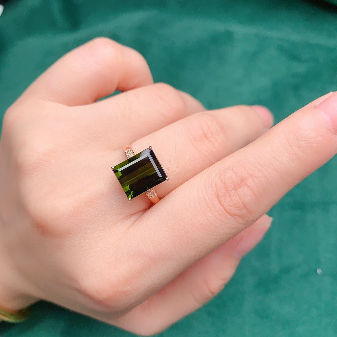 14k Gold 5.75 Ctw Natural Tourmaline & Diamond Ring - 6