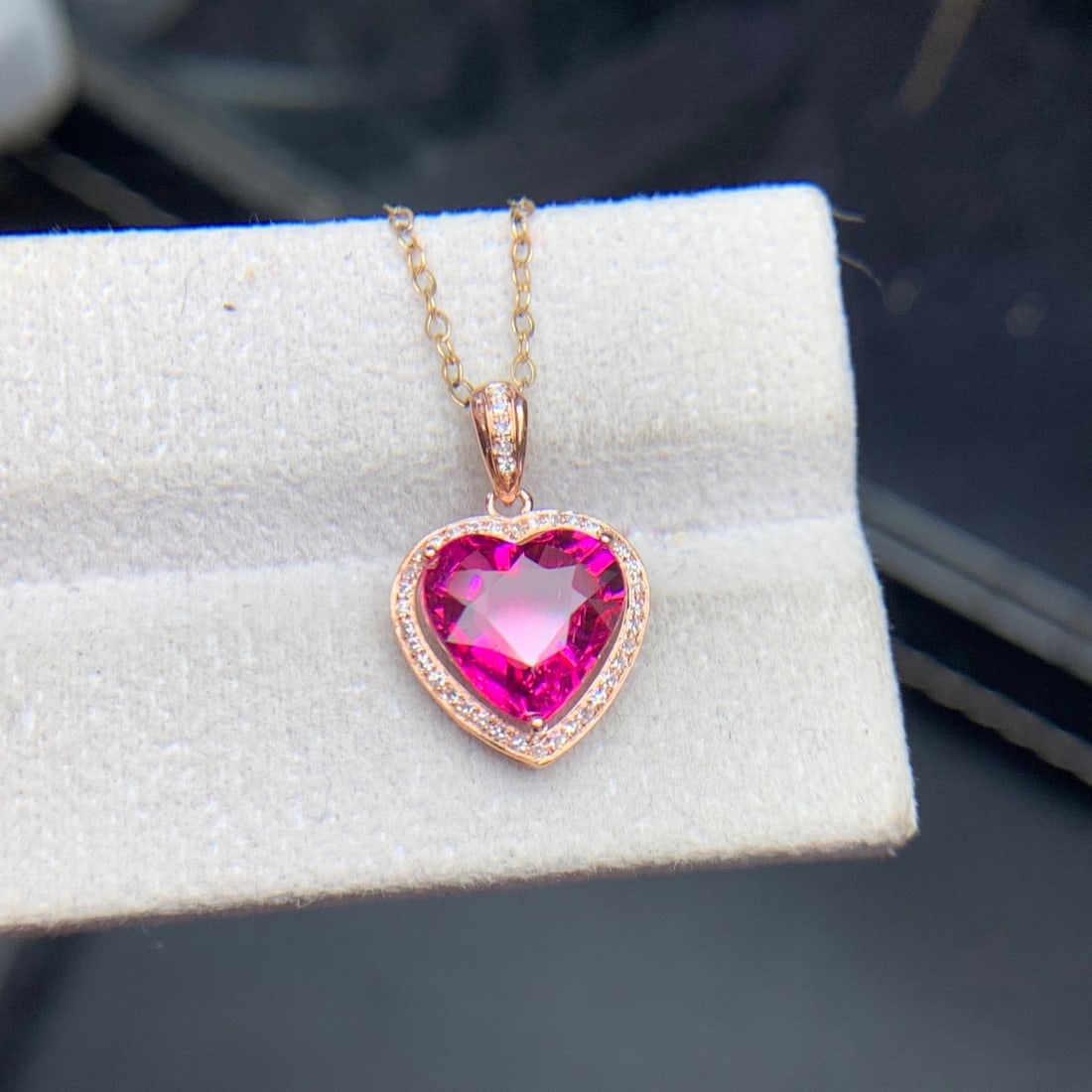 14k Gold 2.4 Ct Natural Tourmaline & Diamond Pendant( Without Chain ) - 2