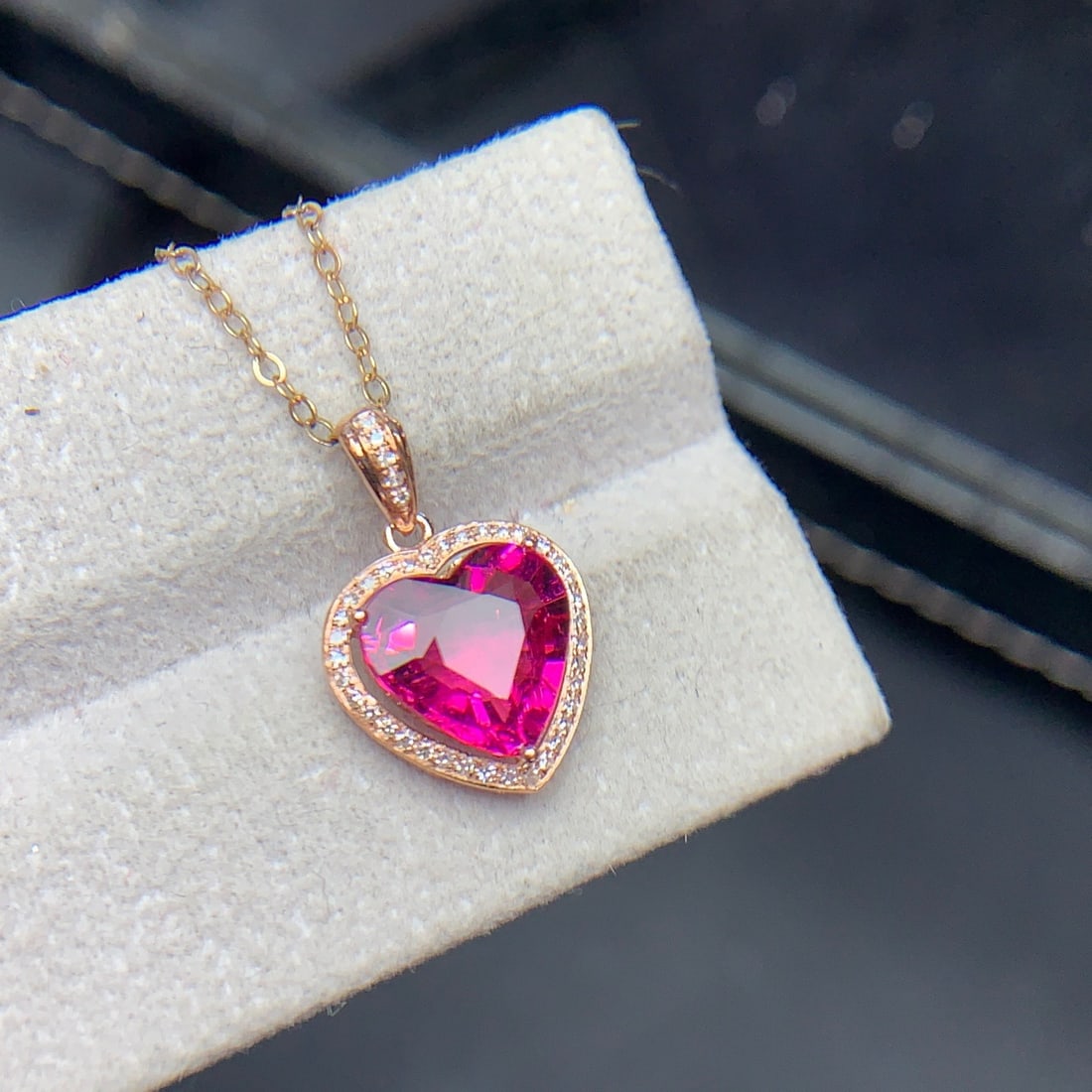 14k Gold 2.4 Ct Natural Tourmaline & Diamond Pendant( Without Chain ) - 3