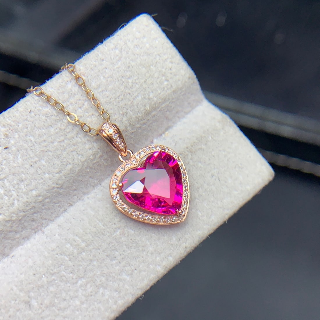 14k Gold 2.4 Ct Natural Tourmaline & Diamond Pendant( Without Chain ) - 7