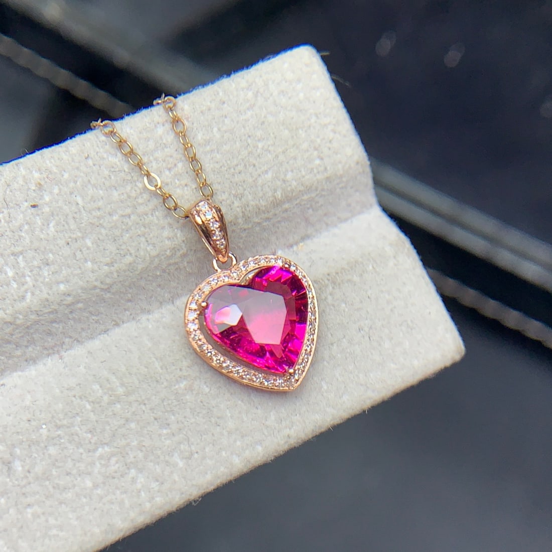 14k Gold 2.4 Ct Natural Tourmaline & Diamond Pendant( Without Chain ) - 8