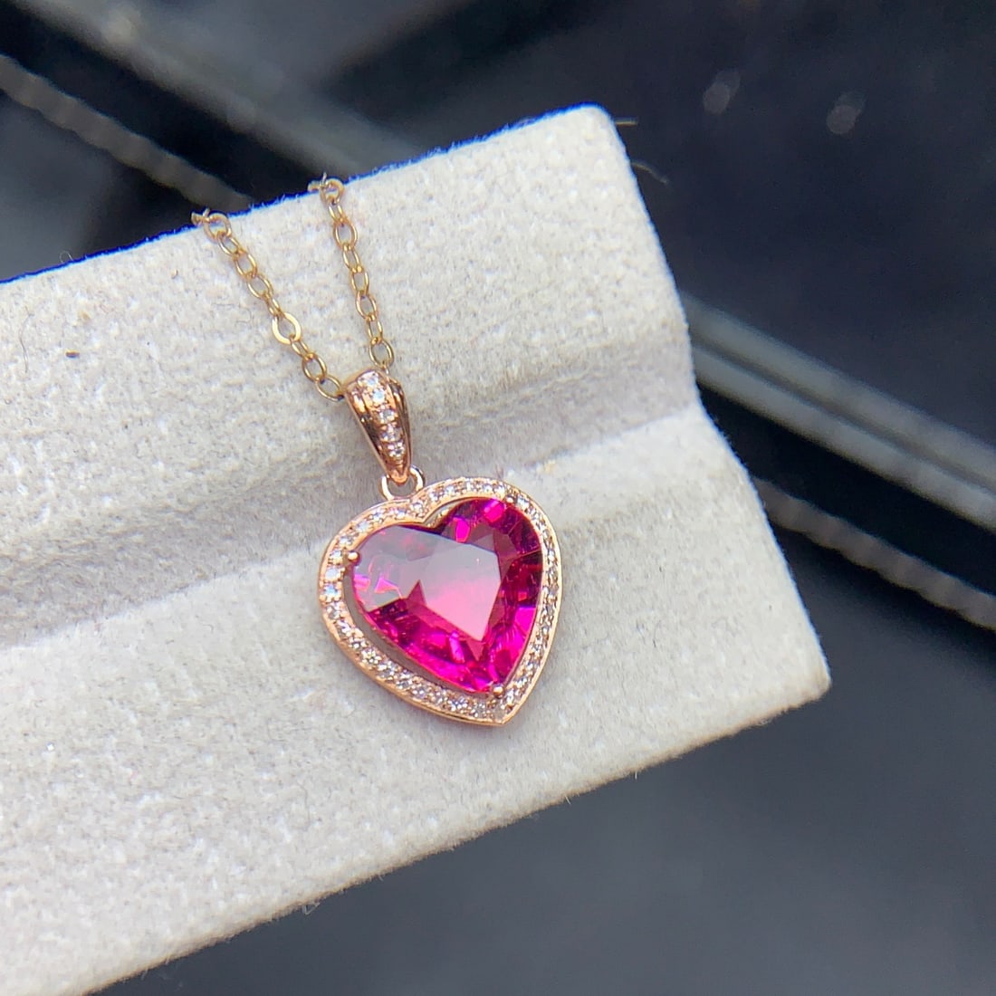 14k Gold 2.4 Ct Natural Tourmaline & Diamond Pendant( Without Chain ) - 9