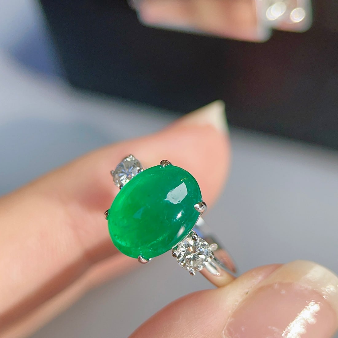 14k Gold 3.63 Ctw Natural Emerald & Diamond Ring - 3