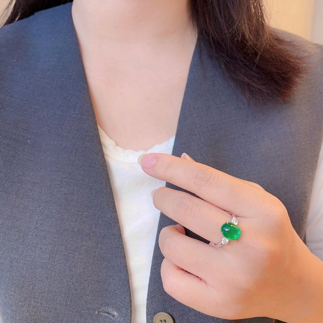 14k Gold 3.63 Ctw Natural Emerald & Diamond Ring - 7