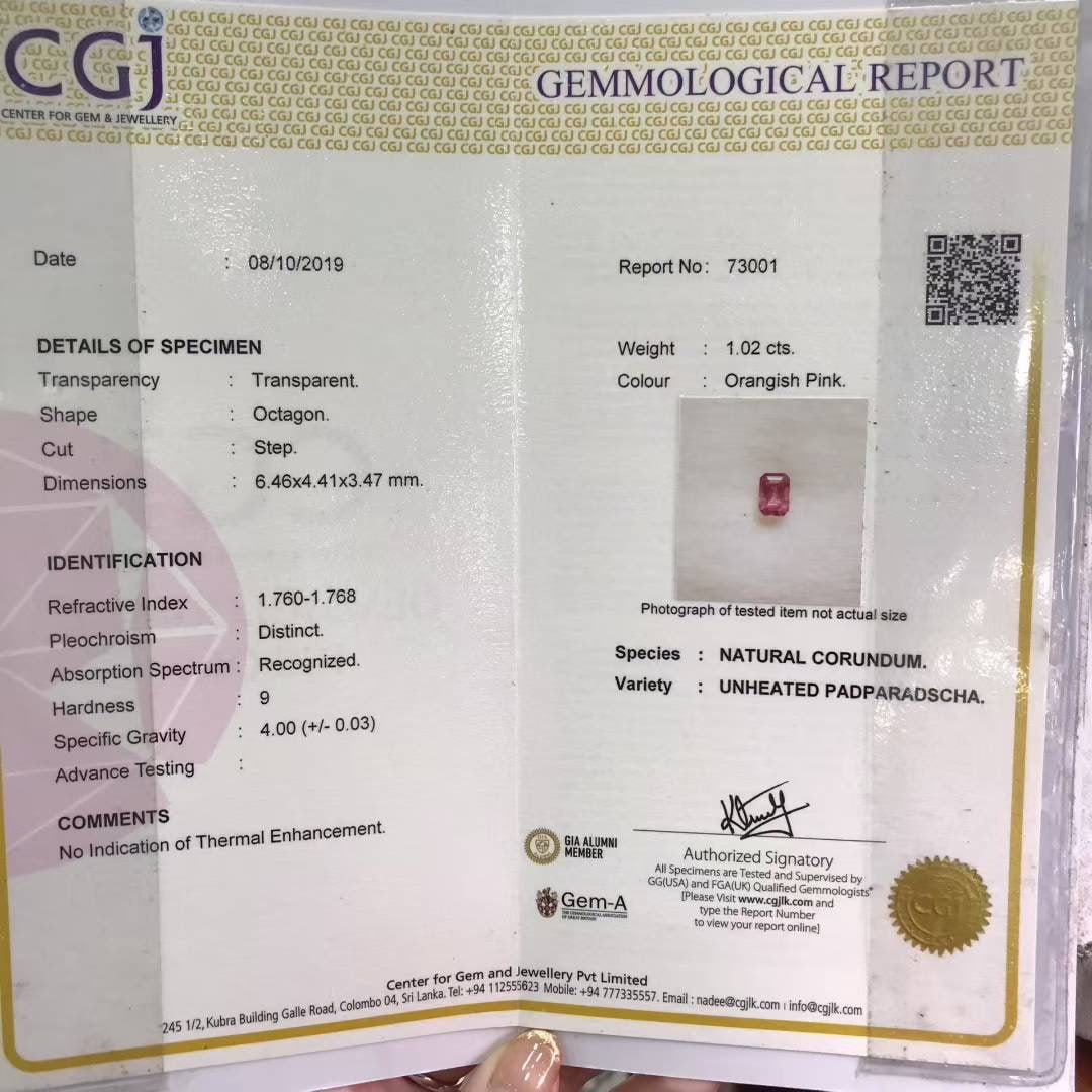 14k Gold 1.56 Ctw Natural Padparadscha Sapphire & Diamond Ring - 6