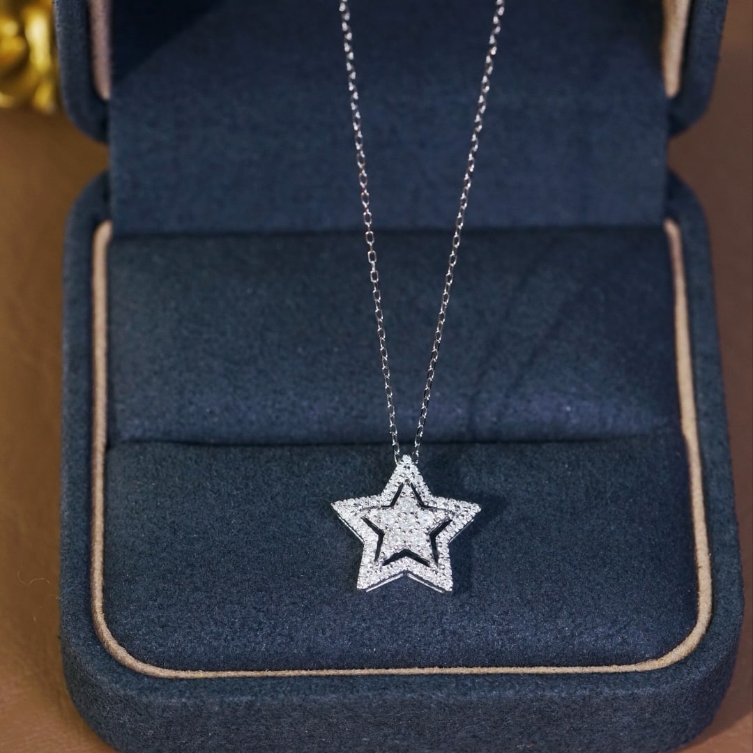 14k Gold 0.40 Ct Natural H Diamond Necklace - 2