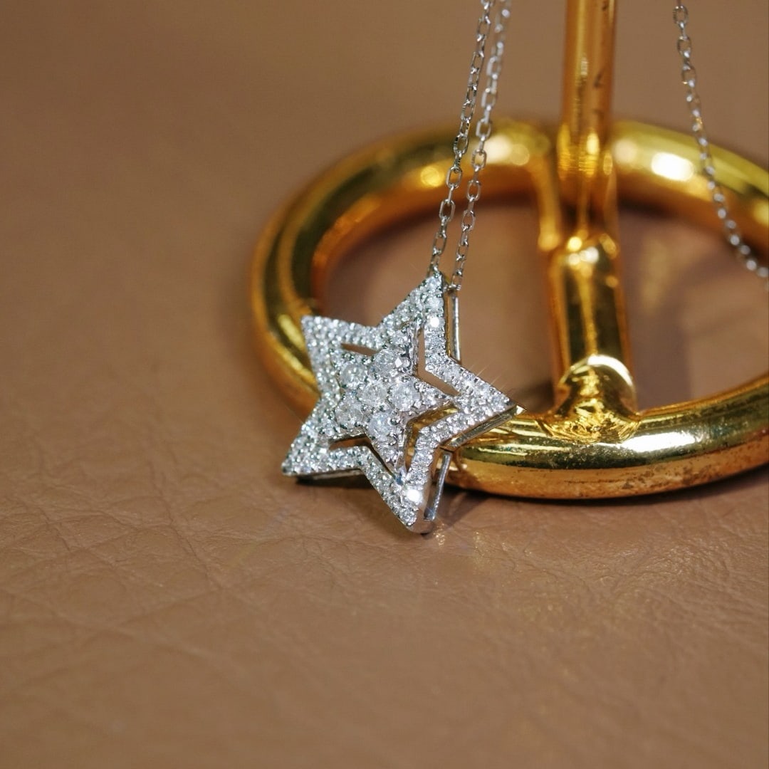 14k Gold 0.40 Ct Natural H Diamond Necklace - 3