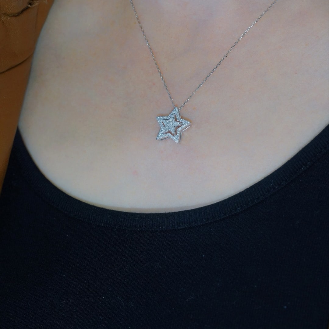 14k Gold 0.40 Ct Natural H Diamond Necklace - 8