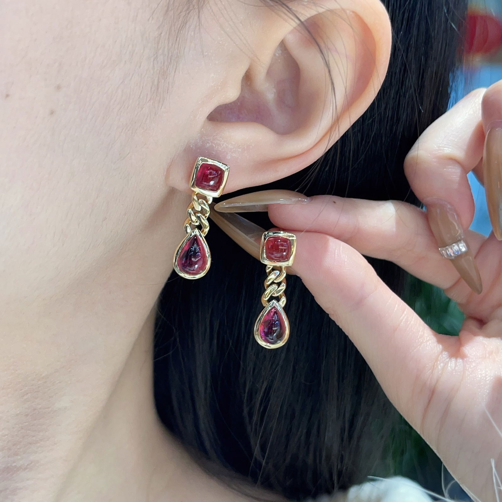 14k Gold 5.70 Ct Natural Tourmaline Earrings - 4