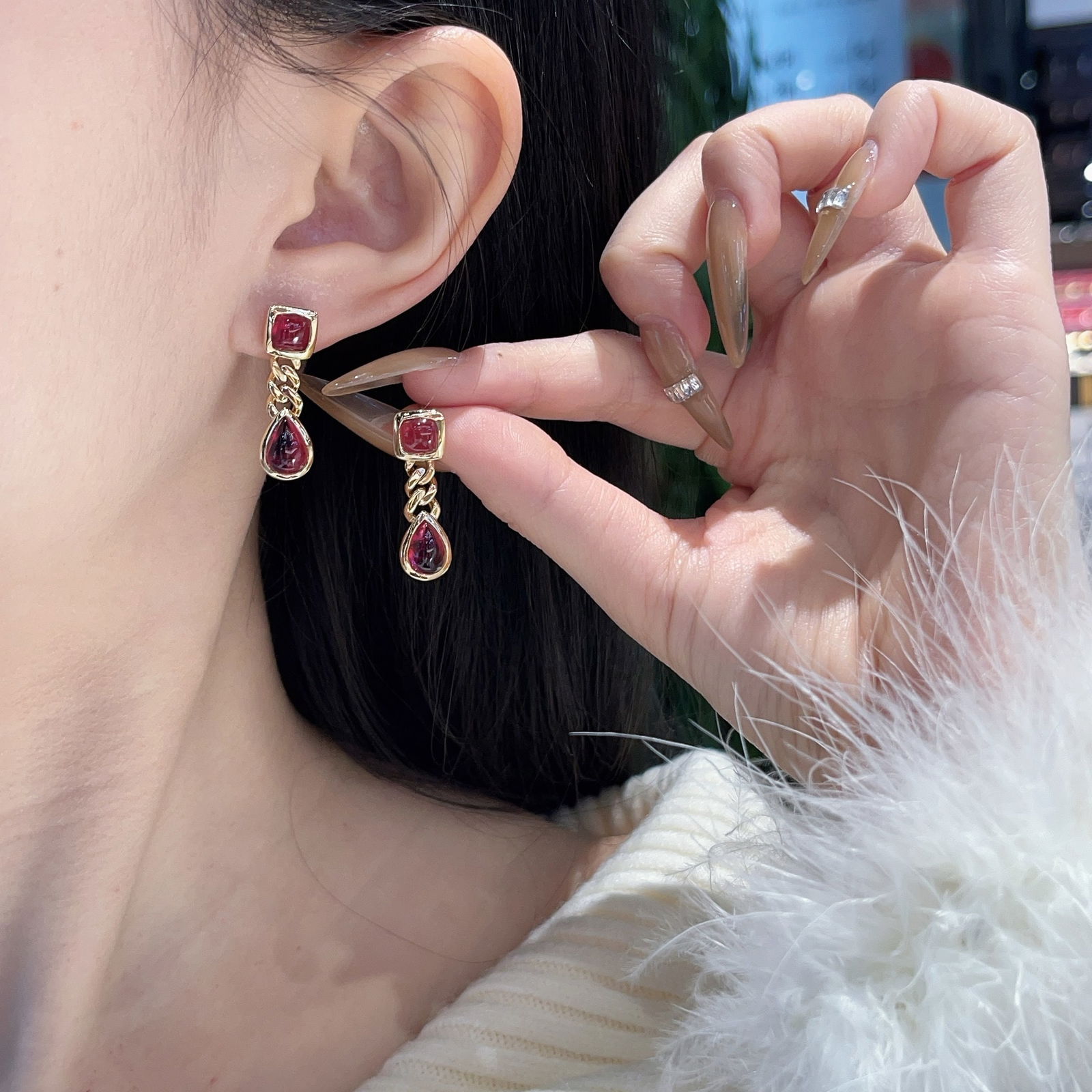 14k Gold 5.70 Ct Natural Tourmaline Earrings - 6